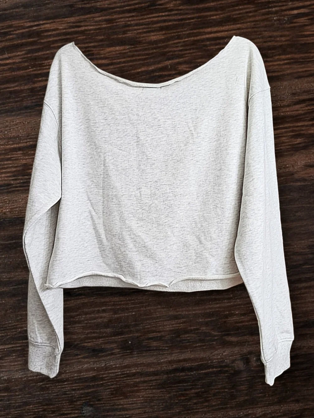 Wild Fable Cotton Blend Off the Shoulder Cropped Heather Grey Sweatshirt NWT - Picture 2 of 3